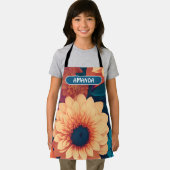 円形の花の水彩パターカラフルン エプロン (インサイチュ)