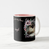 円形の花フレームペット写真テンプレート/黒 ツートーンマグカップ (正面右)