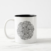 円形の落書きのデザイン ツートーンマグカップ (左)