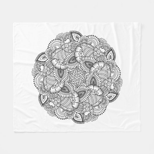 円形の落書きのデザイン フリースブランケット (正面(横))