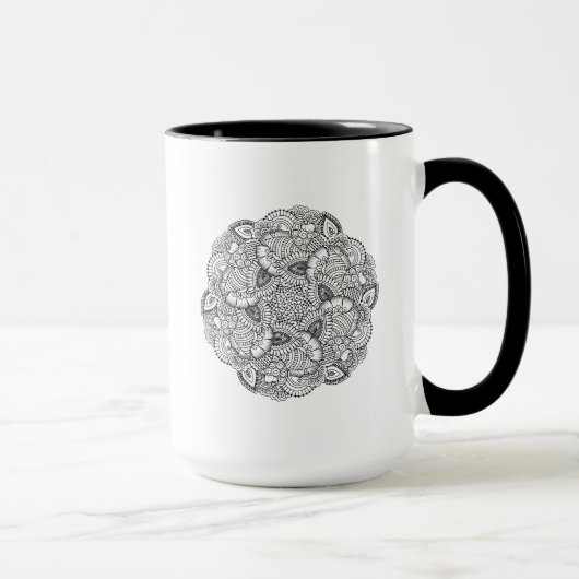 円形の落書きのデザイン マグカップ (右)