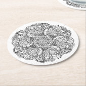 円形の落書きのデザイン ラウンドペーパーコースター (アングル)