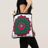 円形の装飾抽象芸術曼荼羅装飾プリン トートバッグ (クローズアップ)