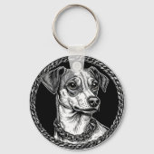 円形の装飾枠の犬 キーホルダー (裏面)