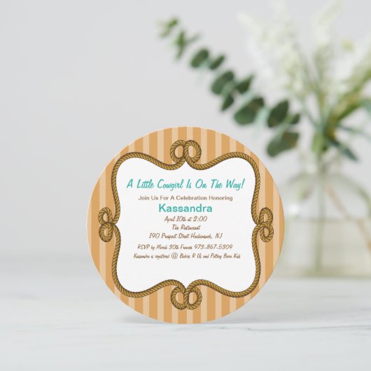 円形の西部の中立ベビーシャワーの招待状 招待状 (スタンド正面)