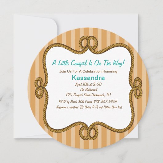 円形の西部の中立ベビーシャワーの招待状 招待状 (正面)