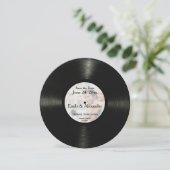 円形の記録的でパーソナライズな写真の保存日付 セーブザデート (スタンド正面)