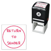 円形の輪郭の中にカジュアルな"RETURN TO SENDER" セルフインキングスタンプ (インサイチュ)