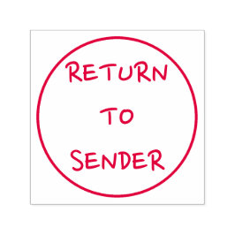 円形の輪郭の中にカジュアルな"RETURN TO SENDER" セルフインキングスタンプ