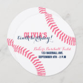円形の野球の誕生日の招待状 招待状 (正面/裏面)