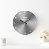 円形の銀の金属製カスタムのキッチンの壁時計 ラージ壁時計 (ホーム)