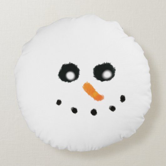 円形の雪だるまの顔の枕 ラウンドクッション (裏面)