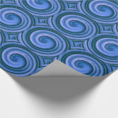 円形の青い渦巻 ラッピングペーパー (角)