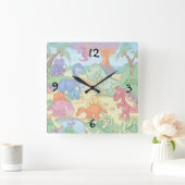 円形の(大きい)柱時計または漫画の恐竜 スクエア壁時計 (ホーム)