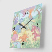 円形の(大きい)柱時計または漫画の恐竜 スクエア壁時計 (傾斜)