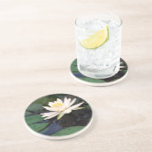 円形の《植物》スイレンの砂岩コースター コースター (側面)