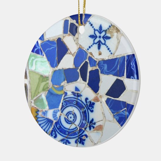 円形のGaudiのモザイクオーナメント セラミックオーナメント (左)