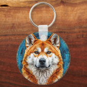 円形アートパターンの犬 キーホルダー (裏面)
