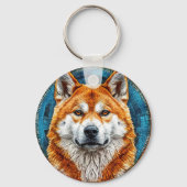 円形アートパターンの犬 キーホルダー (裏面)