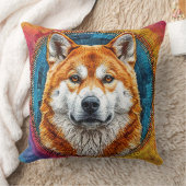 円形アートパターンの犬 クッション (ブランケット)
