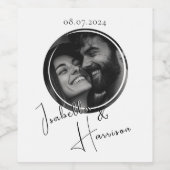 円形カスタムの写真白黒 ワインラベル (シングルラベル)