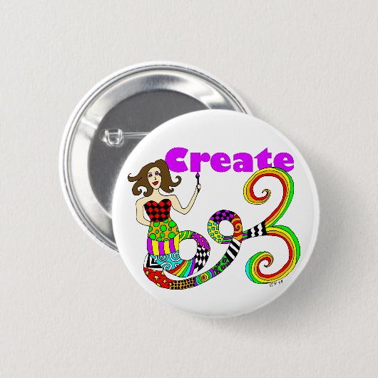 円形カラフルな人魚ムーサを作成して下さい 缶バッジ (正面&裏面)