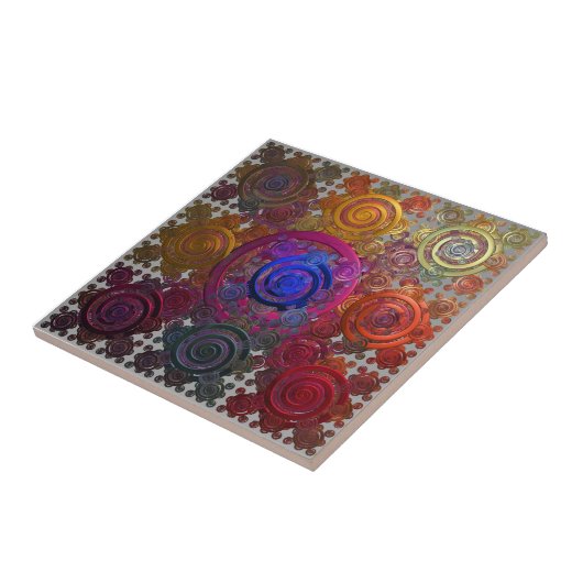 円形カラフルホットプレートセラミックタイル タイル (側面)