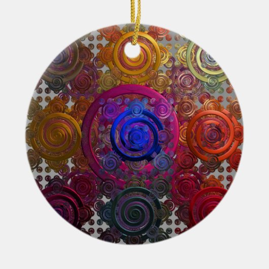円形カラフルホットプレートセラミック装飾 セラミックオーナメント (正面)