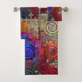 円形カラフルホットプレート浴用タオルセット バスタオルセット