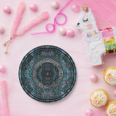 円形ギリシャ蛇行パターン-ギリシャ鍵 ペーパープレート (パーティー)