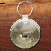 円形クラシックガラスレンズ付き車のヘッドラ澄んンプ キーホルダー (正面)
