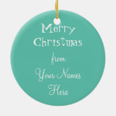 円形クリスマスのフラミンゴのストライプの文字のオーナメント セラミックオーナメント (裏面)