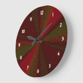 円形グラデーションのパッチワーク(赤から緑) ラージ壁時計 (傾斜)