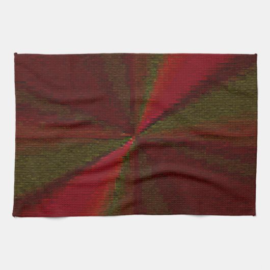 円形グラデーションパッチワーク赤から緑 キッチンタオル (横)