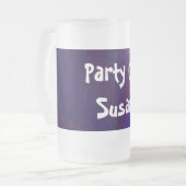 円形グラデーションパッチワーク青から紫 フロストグラスビールジョッキ (正面左)