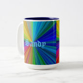 円形グラデーション虹 ツートーンマグカップ (正面左)
