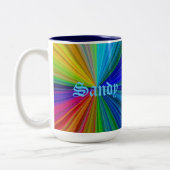 円形グラデーション虹 ツートーンマグカップ (左)