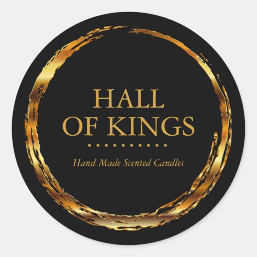 円形グランジ金ゴールドと黒ラベル ラウンドシール (正面)