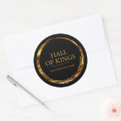 円形グランジ金ゴールドと黒ラベル ラウンドシール (封筒)