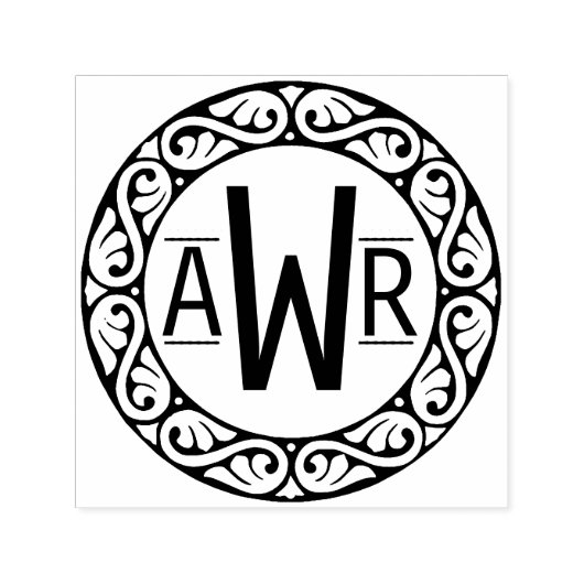 円形スクロールワークフレームイニシャルID431 セルフインキングスタンプ (デザイン)