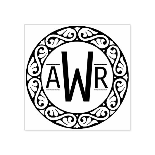 円形スクロールワークフレームイニシャルID431 ラバースタンプ (インプリント)