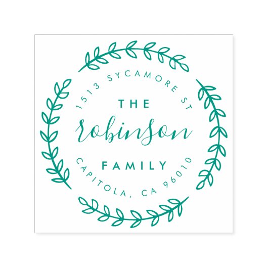 円形スタイリッシュリーフファミリ名差出人住所 セルフインキングスタンプ (デザイン)