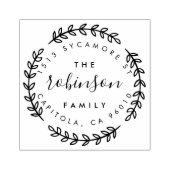 円形スタイリッシュリーフファミリ名差出人住所 ラバースタンプ (インプリント)