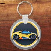 円形スタイルのスポーツカーモダンロゴ キーホルダー (裏面)