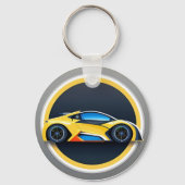 円形スタイルのスポーツカーモダンロゴ キーホルダー (裏面)