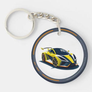 円形スタイルのスポーツカーモダンロゴ キーホルダー