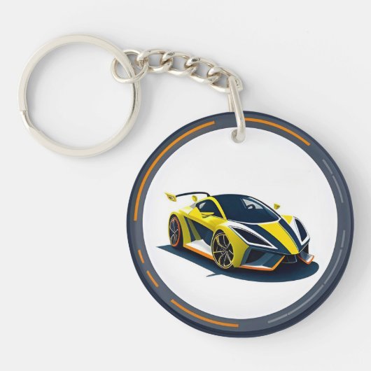 円形スタイルのスポーツカーモダンロゴ キーホルダー (正面)