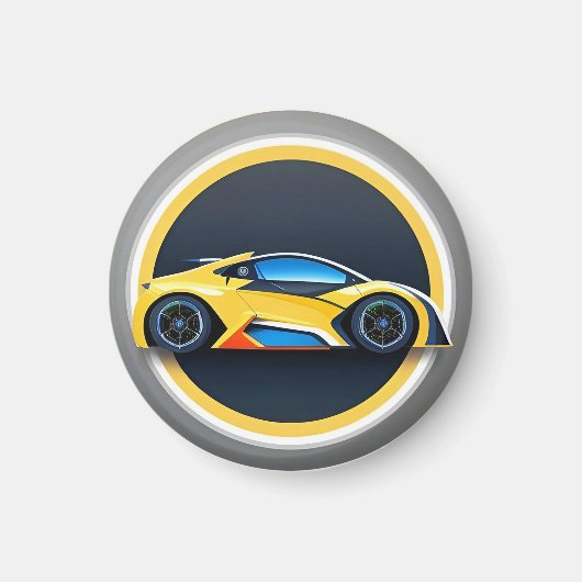 円形スタイルのスポーツカーモダンロゴ マグネット (正面)