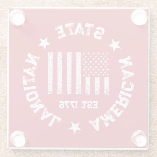円形スタンプアメリカ州ナショナルEst 1776 ガラスコースター (裏面)
