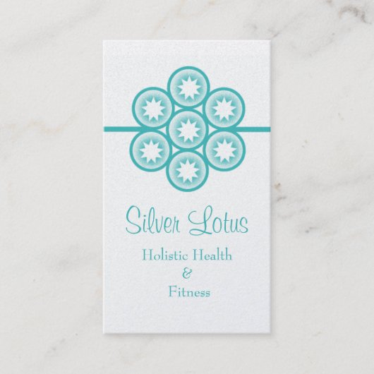 円形スターバスト名刺、ターコイズ 名刺 (正面)